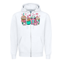 White valentines day gnomes coffee cups Zipper Hoodie - Jasminsmagicworld