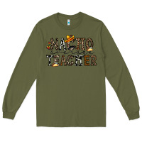 Army Green nacho averange teacher Long Sleeve Tee - CowhideDigitalArt