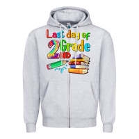 Heather Grey last day of second grade Zipper Hoodie - Artiststas