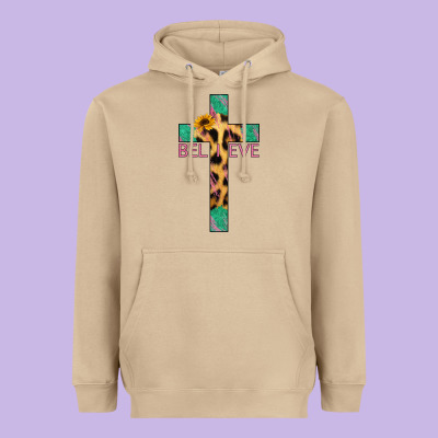 Believe Cross Heavyweight Hoodie Designed By Jasminsmagicworld