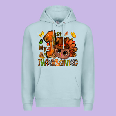 My First Thanksgiving With Turkey Bbs Premium Hoodie Designed By Bundleandbundleshop