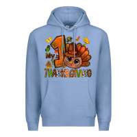 Colony Blue my first thanksgiving with turkey bbs Premium Hoodie - BundleAndBundleShop