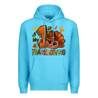 Ocean Blue my first thanksgiving with turkey bbs Premium Hoodie - BundleAndBundleShop