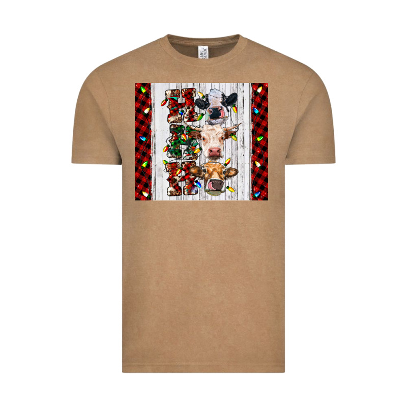 Ho Ho Ho Christmas Cow Vintage Tee by RanaPortraitStore | Teevron