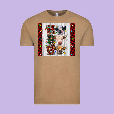 Ho Ho Ho Christmas Cow Vintage Tee Designed By Ranaportraitstore