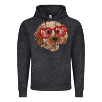 Vintage Black toy poodle with love glasses Vintage Hoodie - RanaPortraitStore