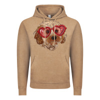 Vintage Coffee toy poodle with love glasses Vintage Hoodie - RanaPortraitStore