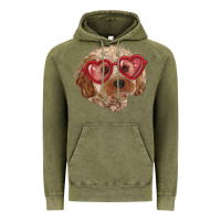 Vintage Olive toy poodle with love glasses Vintage Hoodie - RanaPortraitStore