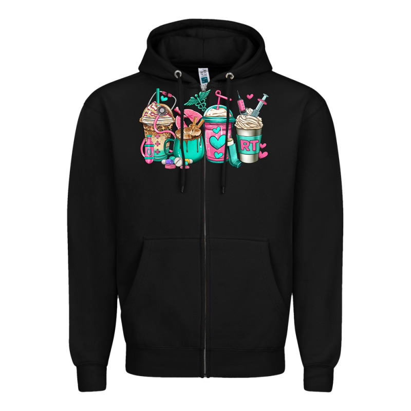 Rt Respiratory Therapist Coffee Cups Zipper Hoodie by Jasminsmagicworld | Teevron