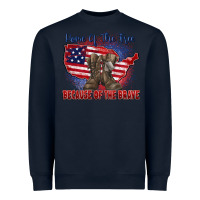 Navy home of the free because of the brave Heavyweight Sweatshirt - Zillion Design Studio