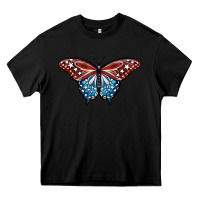 Black Patriotic American Butterfly Heavy Core Tee - LillyAllenDesigns