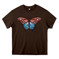 Chocolate Brown Patriotic American Butterfly Heavy Core Tee - LillyAllenDesigns