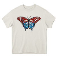 Cream Patriotic American Butterfly Heavy Core Tee - LillyAllenDesigns