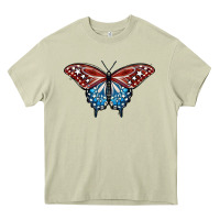 Mossy Patriotic American Butterfly Heavy Core Tee - LillyAllenDesigns