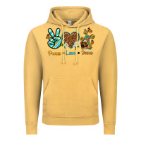 Vintage Mustard peace love jesus Vintage Hoodie - texasbilliewilder