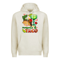 Oatmeal Heather margarita and taco Premium Hoodie - AdoDesignShop