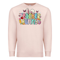 Pale Pink teacher bunny Premium Sweatshirt - MaliasSmallBusiness
