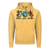 Vintage Mustard peace love rodeo Vintage Hoodie - texasbilliewilder