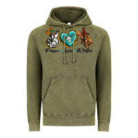 Vintage Olive peace love rodeo Vintage Hoodie - texasbilliewilder