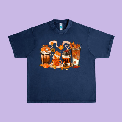 Fall Coffee Cups Urban Heavy Tee Designed By Texasbilliewilder
