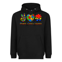Black Peace Love Autism Heavyweight Hoodie - Jasminsmagicworld