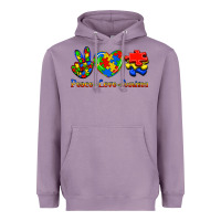 Lavender Peace Love Autism Heavyweight Hoodie - Jasminsmagicworld