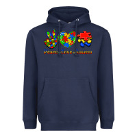 Navy Peace Love Autism Heavyweight Hoodie - Jasminsmagicworld