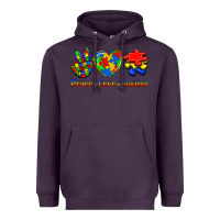 Plum Peace Love Autism Heavyweight Hoodie - Jasminsmagicworld