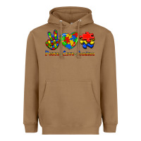 Toasted Coconut Peace Love Autism Heavyweight Hoodie - Jasminsmagicworld