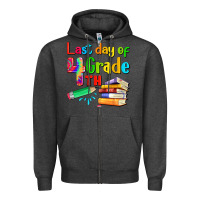 Charcoal Heather last day of fourth grade Zipper Hoodie - Artiststas