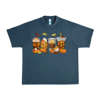 Midnight Navy Fall Coffee Cups Urban Heavy Tee - texasbilliewilder