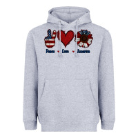 Heather Grey Peace Love America Heavyweight Hoodie - Jasminsmagicworld