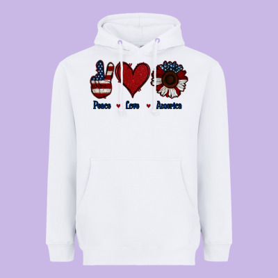 Peace Love America Heavyweight Hoodie Designed By Jasminsmagicworld