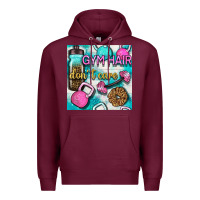 Burgundy gym hair don't care clasp and water bottle with glitter seamless patte Premium Hoodie - BundleAndBundleShop