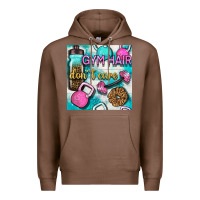 Chestnut gym hair don't care clasp and water bottle with glitter seamless patte Premium Hoodie - BundleAndBundleShop