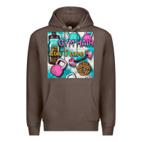Coffee gym hair don't care clasp and water bottle with glitter seamless patte Premium Hoodie - BundleAndBundleShop