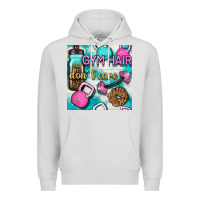 Dove Grey gym hair don't care clasp and water bottle with glitter seamless patte Premium Hoodie - BundleAndBundleShop