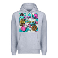 Heather Grey gym hair don't care clasp and water bottle with glitter seamless patte Premium Hoodie - BundleAndBundleShop