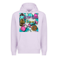Lilac gym hair don't care clasp and water bottle with glitter seamless patte Premium Hoodie - BundleAndBundleShop