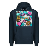 Navy gym hair don't care clasp and water bottle with glitter seamless patte Premium Hoodie - BundleAndBundleShop