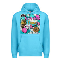 Ocean Blue gym hair don't care clasp and water bottle with glitter seamless patte Premium Hoodie - BundleAndBundleShop