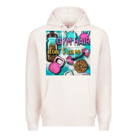 Pale Pink gym hair don't care clasp and water bottle with glitter seamless patte Premium Hoodie - BundleAndBundleShop