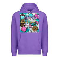 Purple gym hair don't care clasp and water bottle with glitter seamless patte Premium Hoodie - BundleAndBundleShop