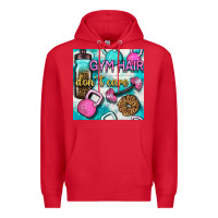Red gym hair don't care clasp and water bottle with glitter seamless patte Premium Hoodie - BundleAndBundleShop