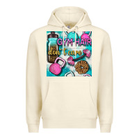 Sandshell gym hair don't care clasp and water bottle with glitter seamless patte Premium Hoodie - BundleAndBundleShop