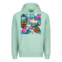 Seafoam gym hair don't care clasp and water bottle with glitter seamless patte Premium Hoodie - BundleAndBundleShop