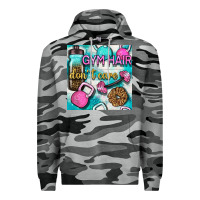 Gym Hair Don't Care Clasp And Water Bottle With Glitter Seamless Patte Premium Hoodie | Teevron