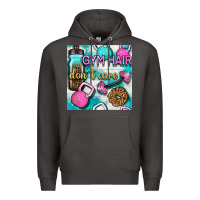 Smoke gym hair don't care clasp and water bottle with glitter seamless patte Premium Hoodie - BundleAndBundleShop
