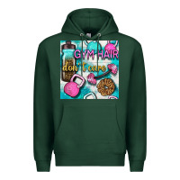 Sports Green gym hair don't care clasp and water bottle with glitter seamless patte Premium Hoodie - BundleAndBundleShop