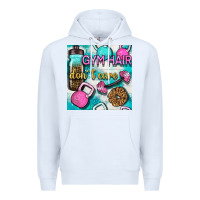 White gym hair don't care clasp and water bottle with glitter seamless patte Premium Hoodie - BundleAndBundleShop